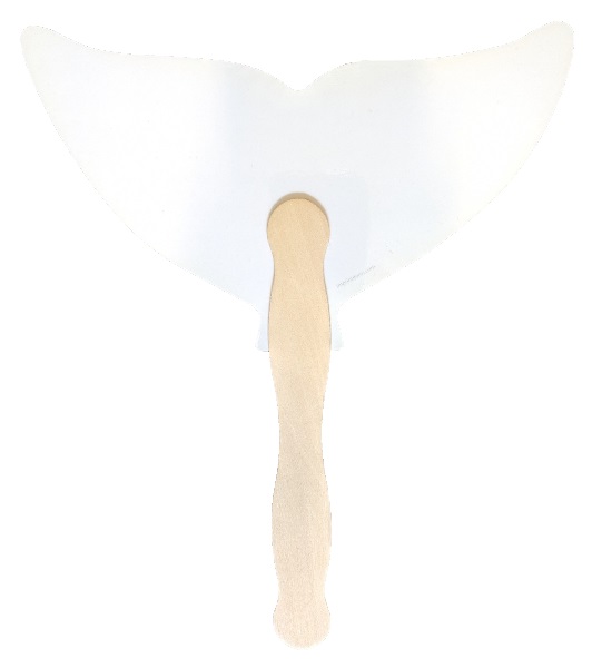 Whale tail shaped hand fan with a wooden stick. ... from ASI 67620 Lion Circle Corp / Lion/Circle