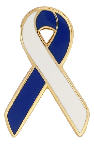 White and Navy Teen Cancer Awareness / Support Ribbon Lapel Pin
