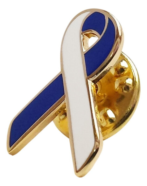 White and Navy Teen Cancer Awareness / Support Ribbon Lapel Pin