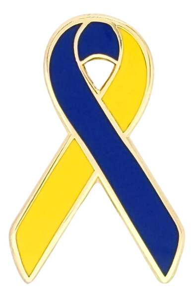 Navy and Yellow Down Syndrome Awareness / Support Ribbon Lapel Pin