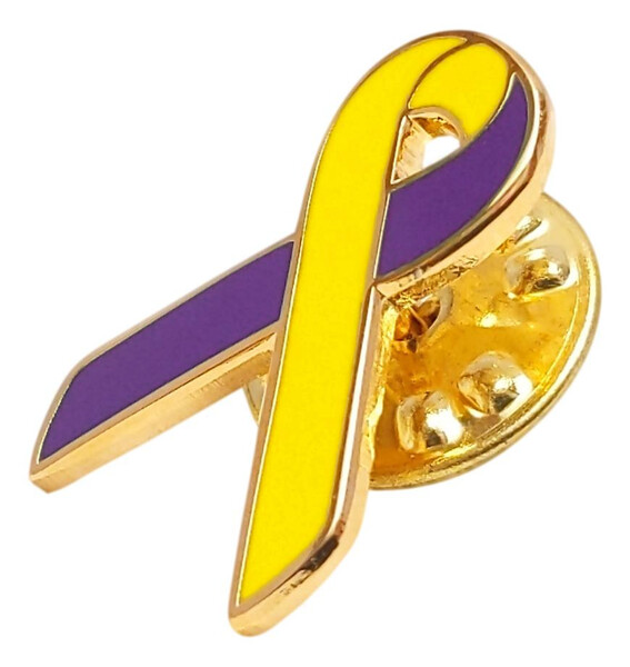 Yellow and Purple Lupus Awareness / Support Ribbon Lapel Pin